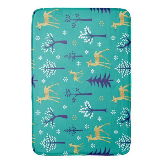 Boho Trees Gold Deers Modern Badmat (Voorkant Verticaal)