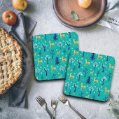 Boho Trees Gold Deers Modern Bier Onderzetter