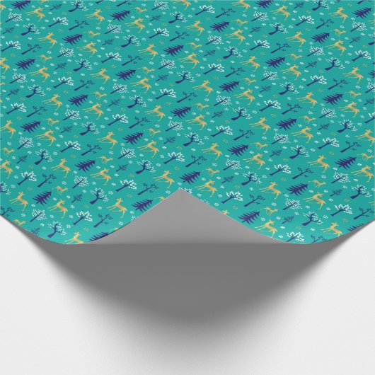 Boho Trees Gold Deers Modern Cadeaupapier (Hoek)