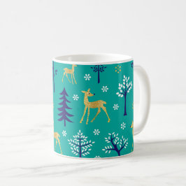 Boho Trees Gold Deers Modern Koffiemok