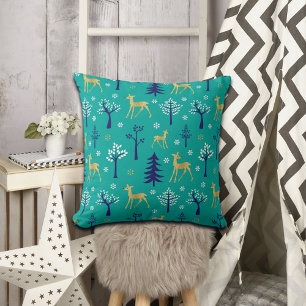Boho Trees Gold Deers Modern Kussen