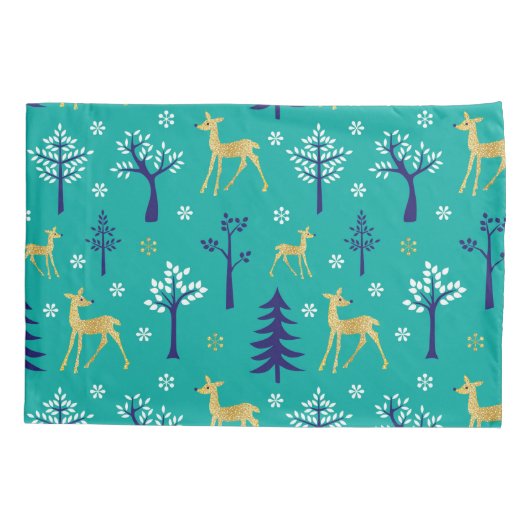 Boho Trees Gold Deers Modern Kussensloop (Achterkant)