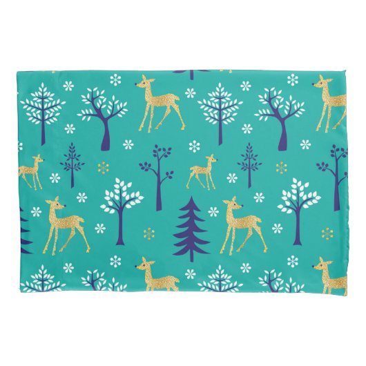 Boho Trees Gold Deers Modern Kussensloop (Voorkant)