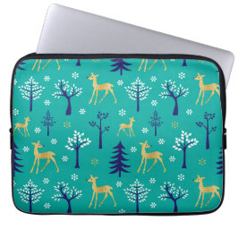 Boho Trees Gold Deers Modern Laptop Sleeve