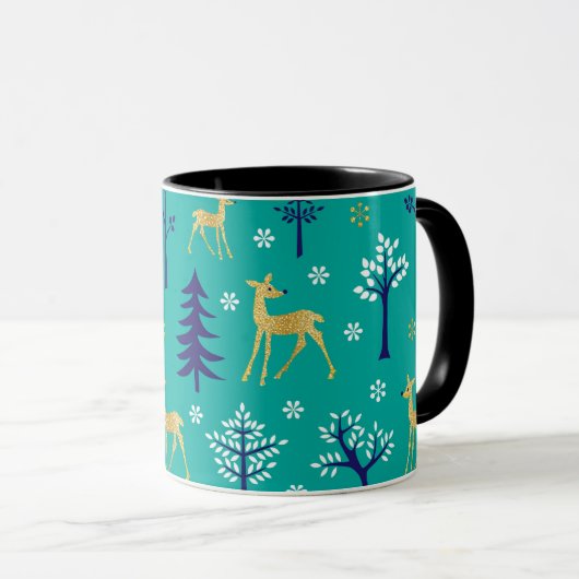 Boho Trees Gold Deers Modern Mok (Voorkant rechts)