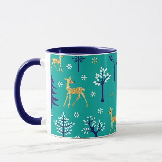 Boho Trees Gold Deers Modern Mok (Links)