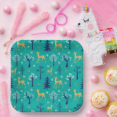 Boho Trees Gold Deers Modern Papieren Bordje (Feest)