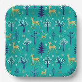Boho Trees Gold Deers Modern Papieren Bordje (Voorkant)