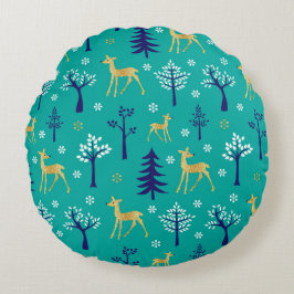 Boho Trees Gold Deers Modern Rond Kussen