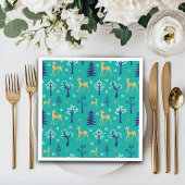 Boho Trees Gold Deers Modern Servet