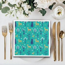 Boho Trees Gold Deers Modern Servet