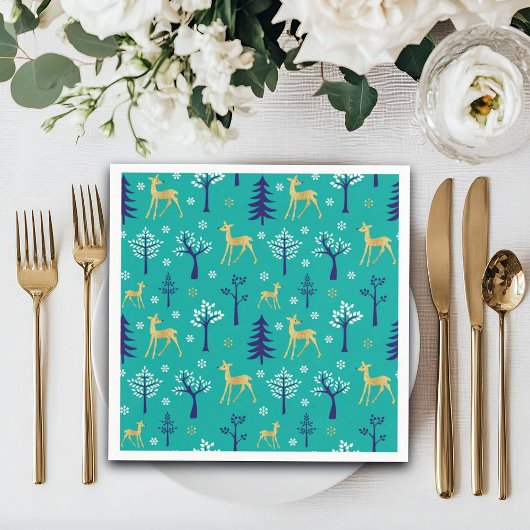 Boho Trees Gold Deers Modern Servet