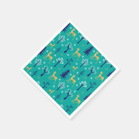 Boho Trees Gold Deers Modern Servet (Hoek)