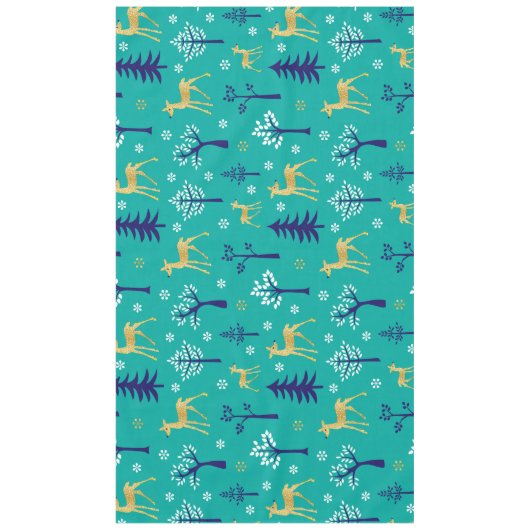 Boho Trees Gold Deers Modern Tafelkleed (Voorkant)