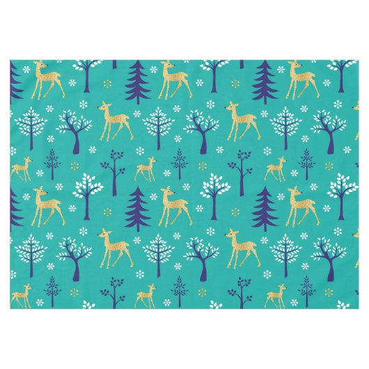 Boho Trees Gold Deers Modern Tafelkleed (Voorkant (Horizontaal))