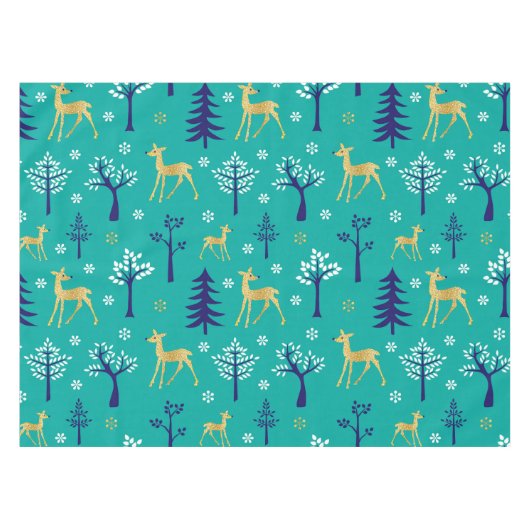 Boho Trees Gold Deers Modern Tafelkleed (Voorkant (Horizontaal))