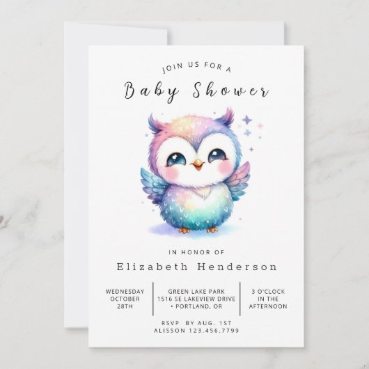 Boho Trees Owl Baby shower Kaart (Voorkant)