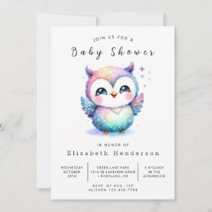 Boho Trees Owl Baby shower Kaart