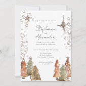 Boho Trees Sterren QR Code Kerstmis Bruiloft Kaart (Voorkant)