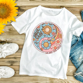 Boho Trendy Bloemrijke Yin Yang Balans boven Gehaa T-shirt