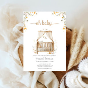 Boho Trendy Neutral Nursery Wieg Baby shower Kaart