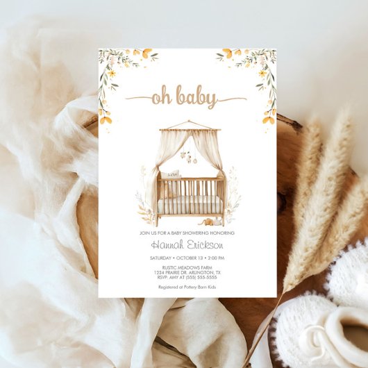 Boho Trendy Neutral Nursery Wieg Baby shower Kaart