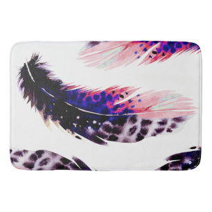 Boho Trendy Pink Waterverf Feathers Badmat