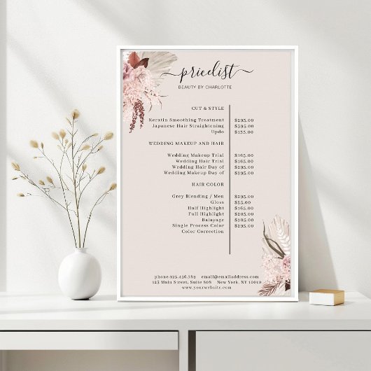 Boho Trendy Pricelist Poster