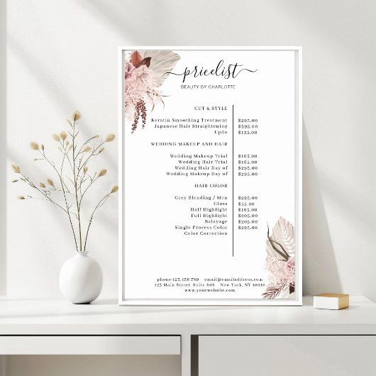 Boho Trendy Prijslijst Poster