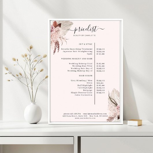 Boho Trendy Prijslijst Poster