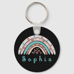 Boho Trendy Rainbow met persoonlijke naam Sleutelhanger