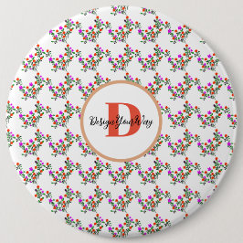 Boho trendy retro schattig  bloemenschrift ronde button 6,0 cm
