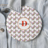 Boho trendy retro schattig  bloemenschrift ronde button 6,0 cm (In situ)