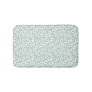 Boho Trendy Sage Green White Grey Floral Badmat