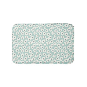 Boho trendy saliegroen wit grijs bloemmotief badmat