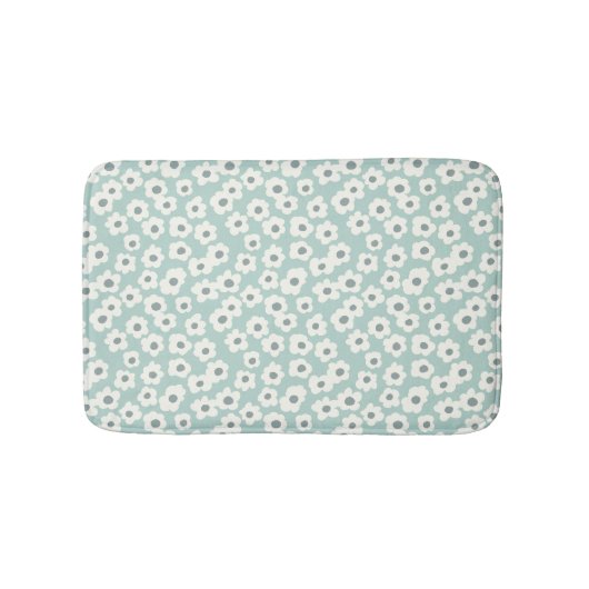 Boho trendy saliegroen wit grijs bloemmotief badmat (Voorkant)