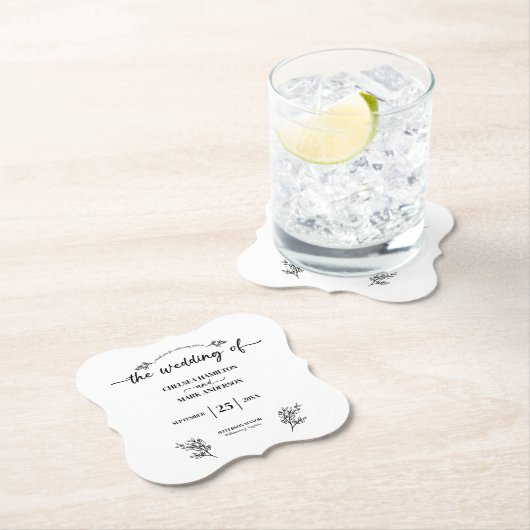 Boho Trendy Script bruiloft Kartonnen Onderzetters (Insitu)