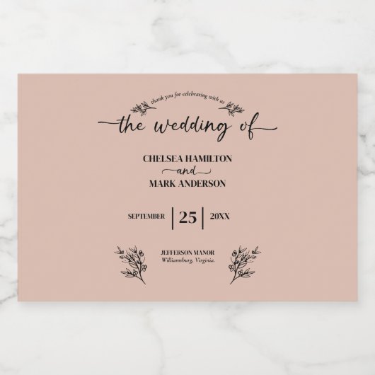 Boho Trendy Script bruiloft Likeurfles Etiket (Enkel label)