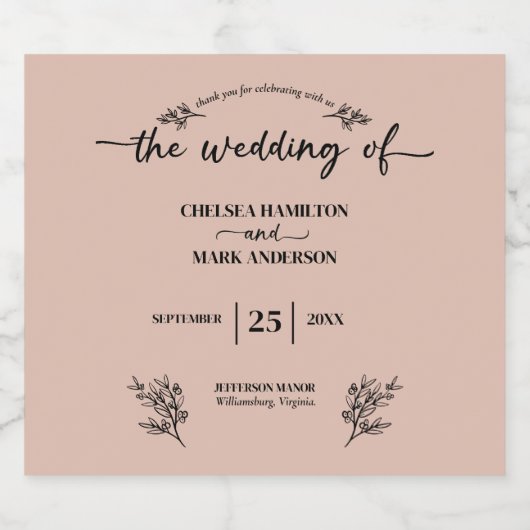 Boho Trendy Script bruiloft Likeurfles Etiket (Enkel label)