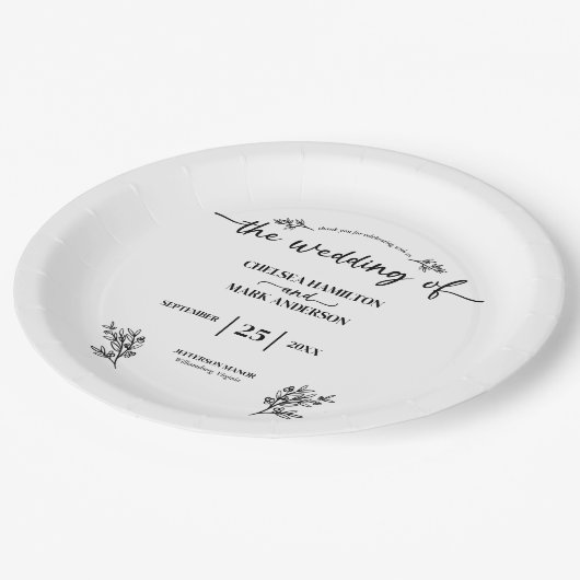 Boho Trendy Script Bruiloft Papieren Bordje (Gekanteld)