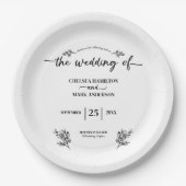 Boho Trendy Script Bruiloft Papieren Bordje (Voorkant)