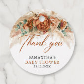 Boho trendy terracotta koperen florale baby shower bedankjes labels (Achterkant)