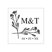 Boho Trendy Wildflower Initialen Wedding Monogram Rubberstempel (Afrduk)