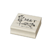 Boho Trendy Wildflower Initialen Wedding Monogram Rubberstempel (Stempel)