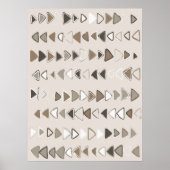 Boho Triangles Brown Taupe Ivory Poster (Voorkant)