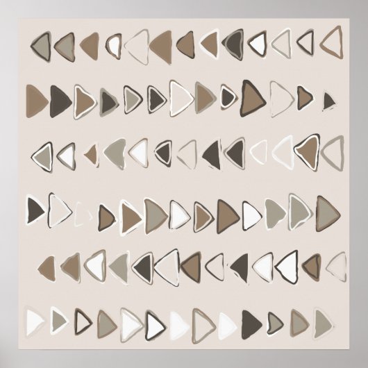 Boho Triangles Brown Taupe Ivory Poster (Voorkant)