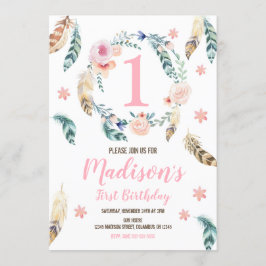 Boho Tribal 1e verjaardag Uitnodiging voor een mei