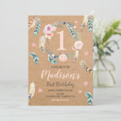 Boho Tribal 1e verjaardag Uitnodiging voor een mei (Staand voorkant)