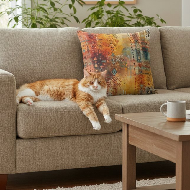 Boho Tribal Abstract Ethnic Pattern Kussen (Creator heeft geüpload)