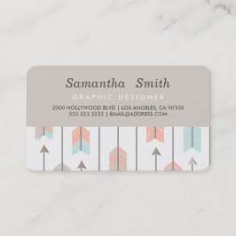 Boho Tribal Arrows Professional Pink Blue Gray Visitekaartje